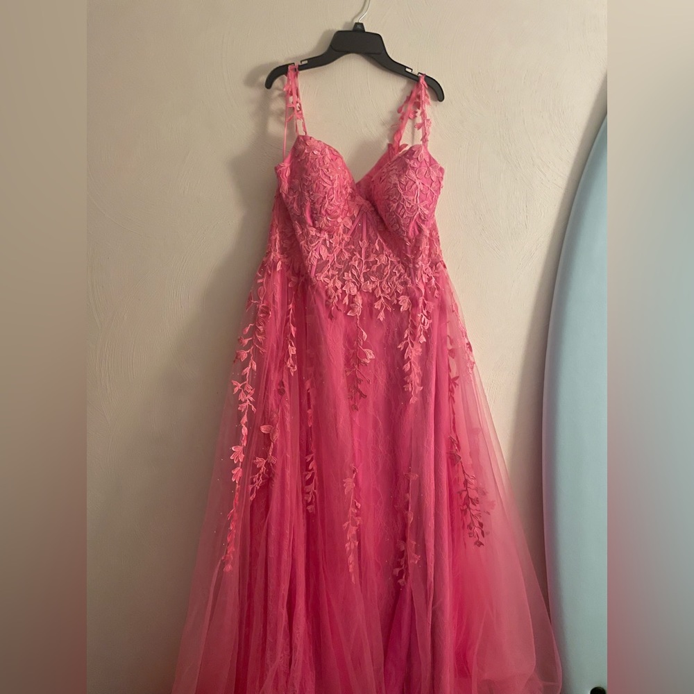 Pink glitter corset ball gown dress